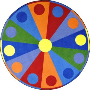 Joy Carpets Rugs Kid Essentials 1676-01 Color Wheel Multi