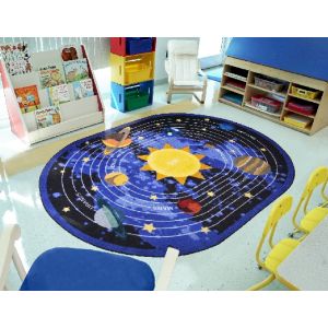 Joy Carpets Rugs Kid Essentials 1669-01 Cosmic Wonders Black