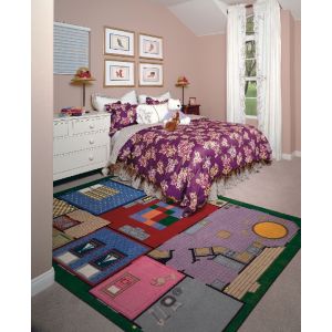 Joy Carpets Rugs Kid Essentials 1453-01 Creative Play House Multi