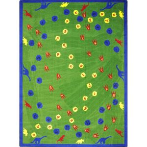 Joy Carpets Rugs Kid Essentials 1403-01 Dinosaur Walk Multi