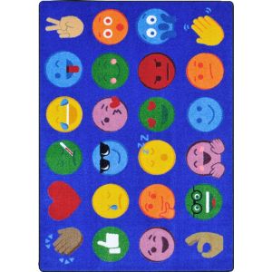 Joy Carpets Rugs Kid Essentials 1936-01 Emoji Expressions Multi