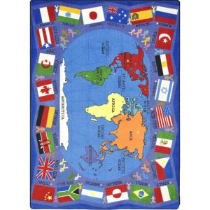 Joy Carpets Rugs Kid Essentials 1444-01 Flags of the World Multi