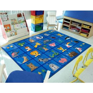 Joy Carpets Rugs Kid Essentials 2060-01 Friendly Phonics Animals Multi