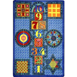 Joy Carpets Rugs Kid Essentials 1447-03 Games Galore Sapphire