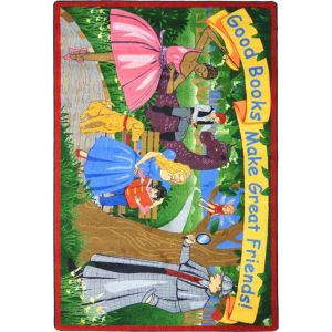 Joy Carpets Rugs Kid Essentials 1636-01 Good Books Make Great Friends Multi