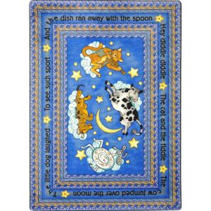 Joy Carpets Rugs Kid Essentials 1474-01 Hey Diddle Diddle Blue