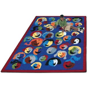 Joy Carpets Rugs Kid Essentials 1406-01 Joyful Faces Blue