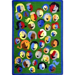 Joy Carpets Rugs Kid Essentials 1406-02 Joyful Faces Green