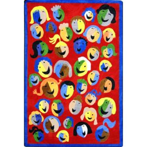 Joy Carpets Rugs Kid Essentials 1406-03 Joyful Faces Red
