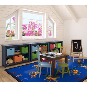 Joy Carpets Rugs Kid Essentials 1534-01 Monkey Business Blue