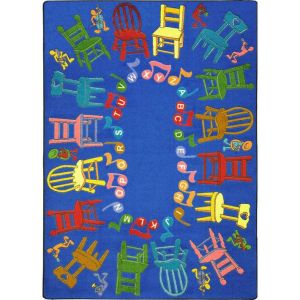 Joy Carpets Rugs Kid Essentials 1466-01 Musical Chairs Multi