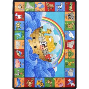 Joy Carpets Rugs Kid Essentials 1610-01 Noah's Alphabet Animals Multi
