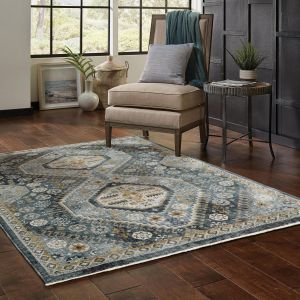 Oriental Weavers Rugs ABERDEEN ABERD 7150b Blue/ Gold