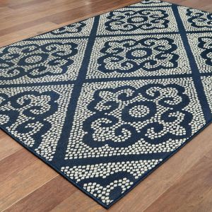 Oriental Weavers Rugs MARINA MAI 3804b Navy/ Ivory