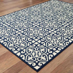 Oriental Weavers Rugs MARINA MAI 5927b Ivory/ Navy