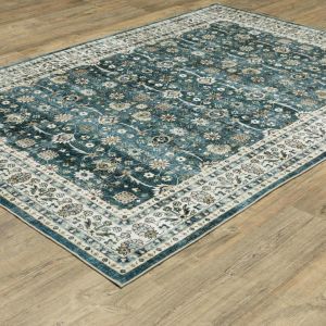 Oriental Weavers Rugs SUMTER SUMTE sum08 Teal/ Ivory