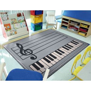 Joy Carpets Rugs Kid Essentials 1806-04 Play Along Gray w/ keys