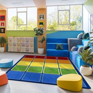 Joy Carpets Rugs Kid Essentials 2151-01 Rainbow Blocks Primary