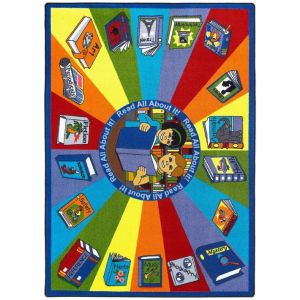 Joy Carpets Rugs Kid Essentials 1588-01 Read All About It Multi