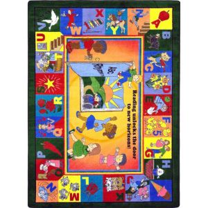 Joy Carpets Rugs Kid Essentials 1457-01 Read & Rhyme Multi