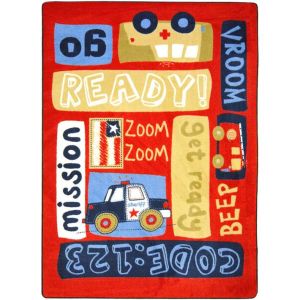 Joy Carpets Rugs Kid Essentials 1656-01 Ready, Set, Go! Multi