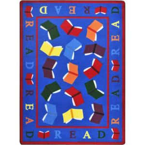 Joy Carpets Rugs Kid Essentials 1777-01 Scattered Books Multi