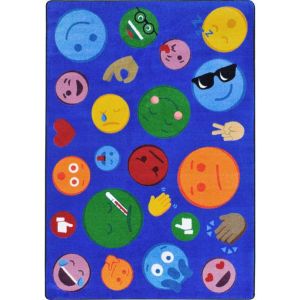 Joy Carpets Rugs Kid Essentials 1941-01 Shake 'Em Up Emojis Multi