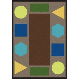 Joy Carpets Rugs Kid Essentials 1671-02 Sitting Shapes Earthtone