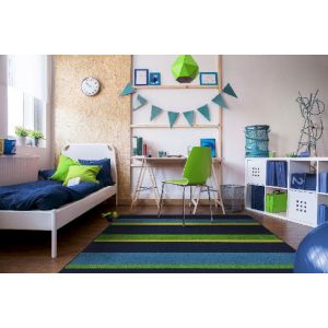 Joy Carpets Rugs Kid Essentials 1860-02 Straight and Narrow Navy