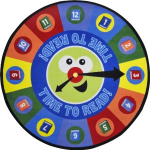 Joy Carpets Rugs Kid Essentials 1592-01 Time to Read Multi