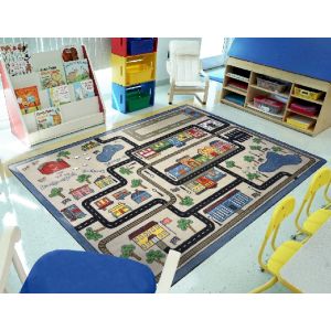 Joy Carpets Rugs Kid Essentials 1414-03 Tiny Town Pewter