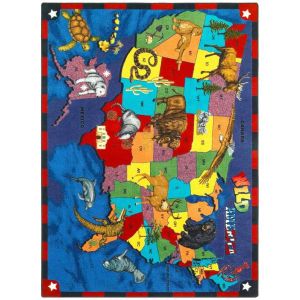 Joy Carpets Rugs Kid Essentials 1499-01 Wild America Multi