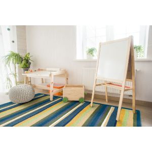 Joy Carpets Rugs Kid Essentials 1539-01 Yipes Stripes Bold blue