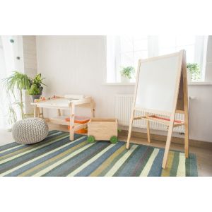 Joy Carpets Rugs Kid Essentials 1539-02 Yipes Stripes Soft blue